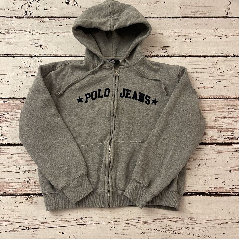 Polo Jeans‎ Co/Ralph Lauren Boys Medium Long Sleeve Hoodie Zip Up Gray
